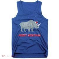 Cute Rhino Christmas Tree Lights Xmas Holidays Great Gift Tank Top thumb 0