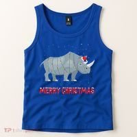 Cute Rhino Christmas Tree Lights Xmas Holidays Great Gift Tank Top thumb 2