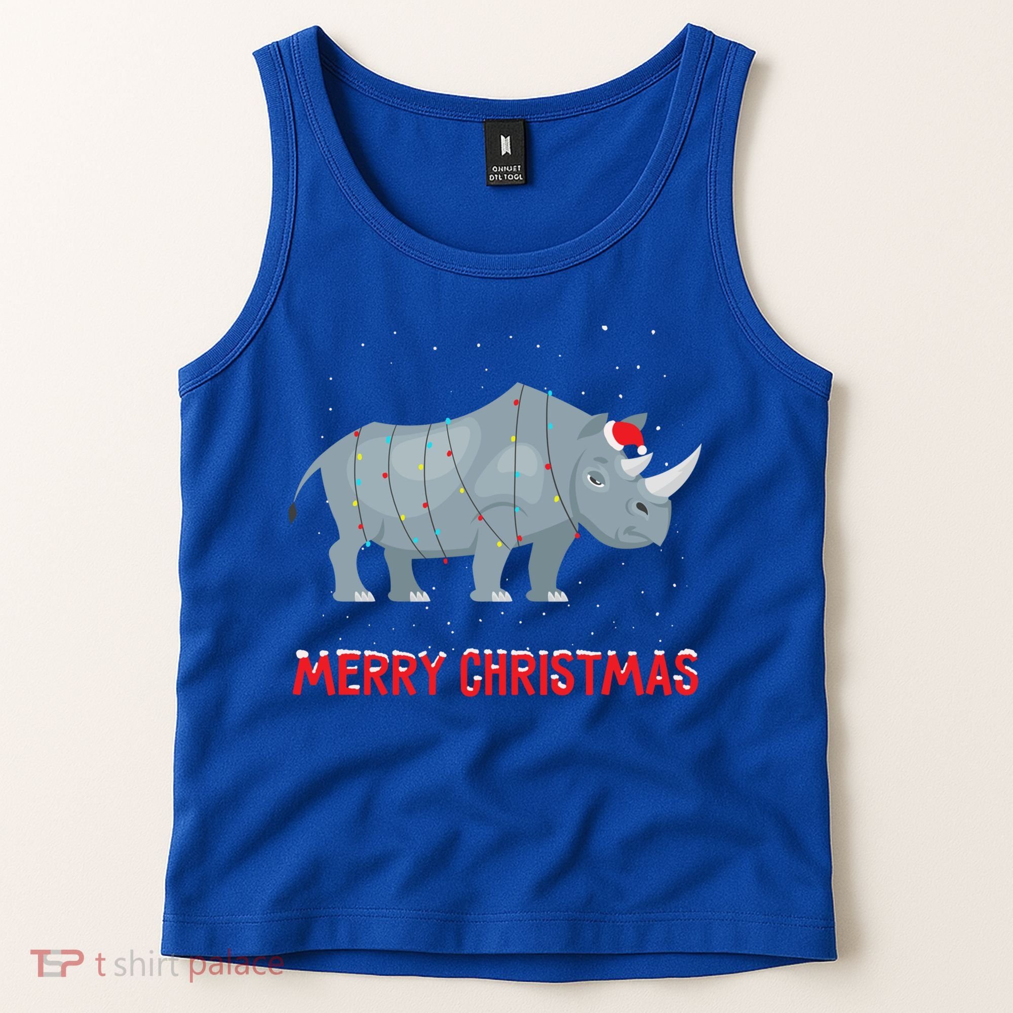 Cute Rhino Christmas Tree Lights Xmas Holidays Great Gift Tank Top