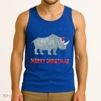 Cute Rhino Christmas Tree Lights Xmas Holidays Great Gift Tank Top thumb 3