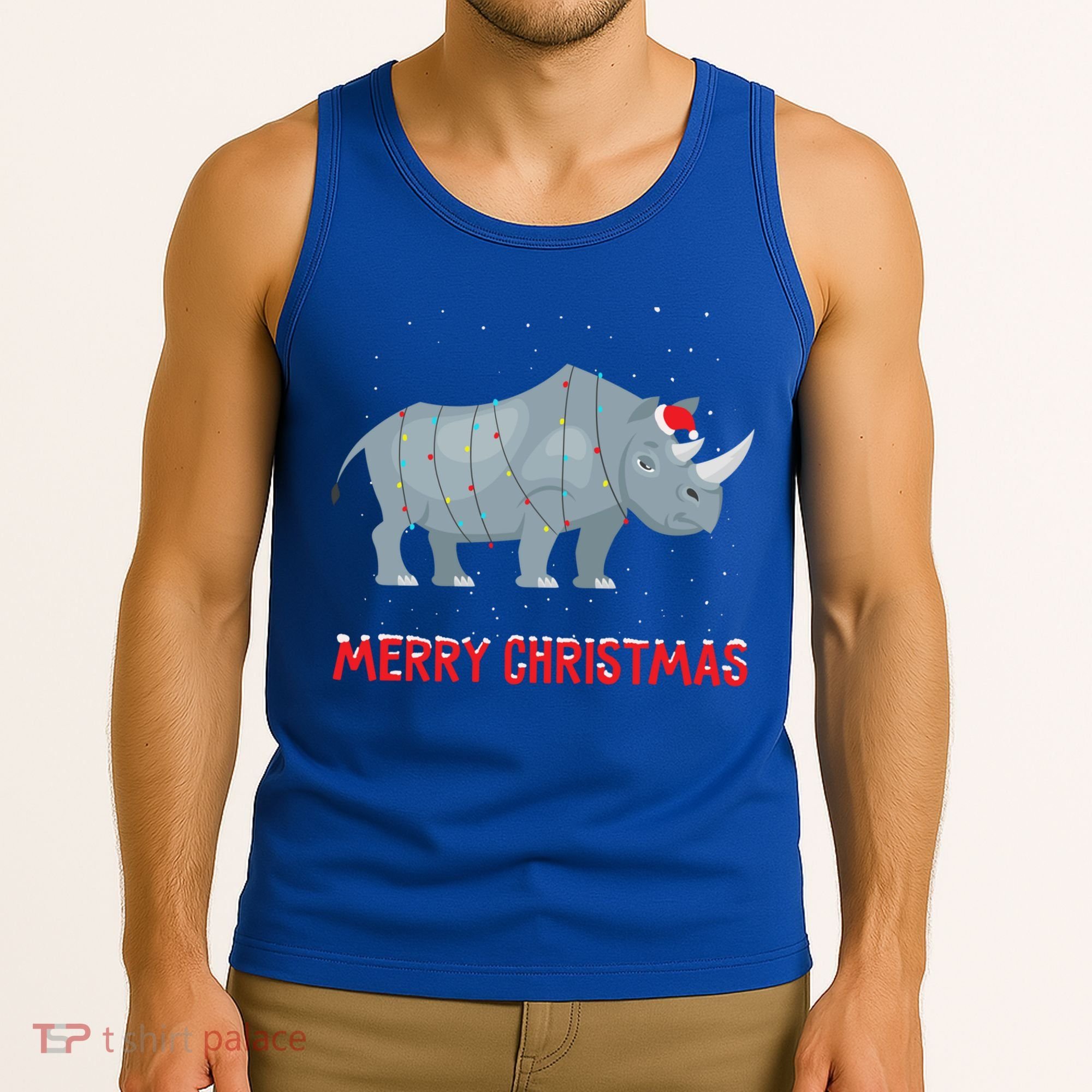 Cute Rhino Christmas Tree Lights Xmas Holidays Great Gift Tank Top