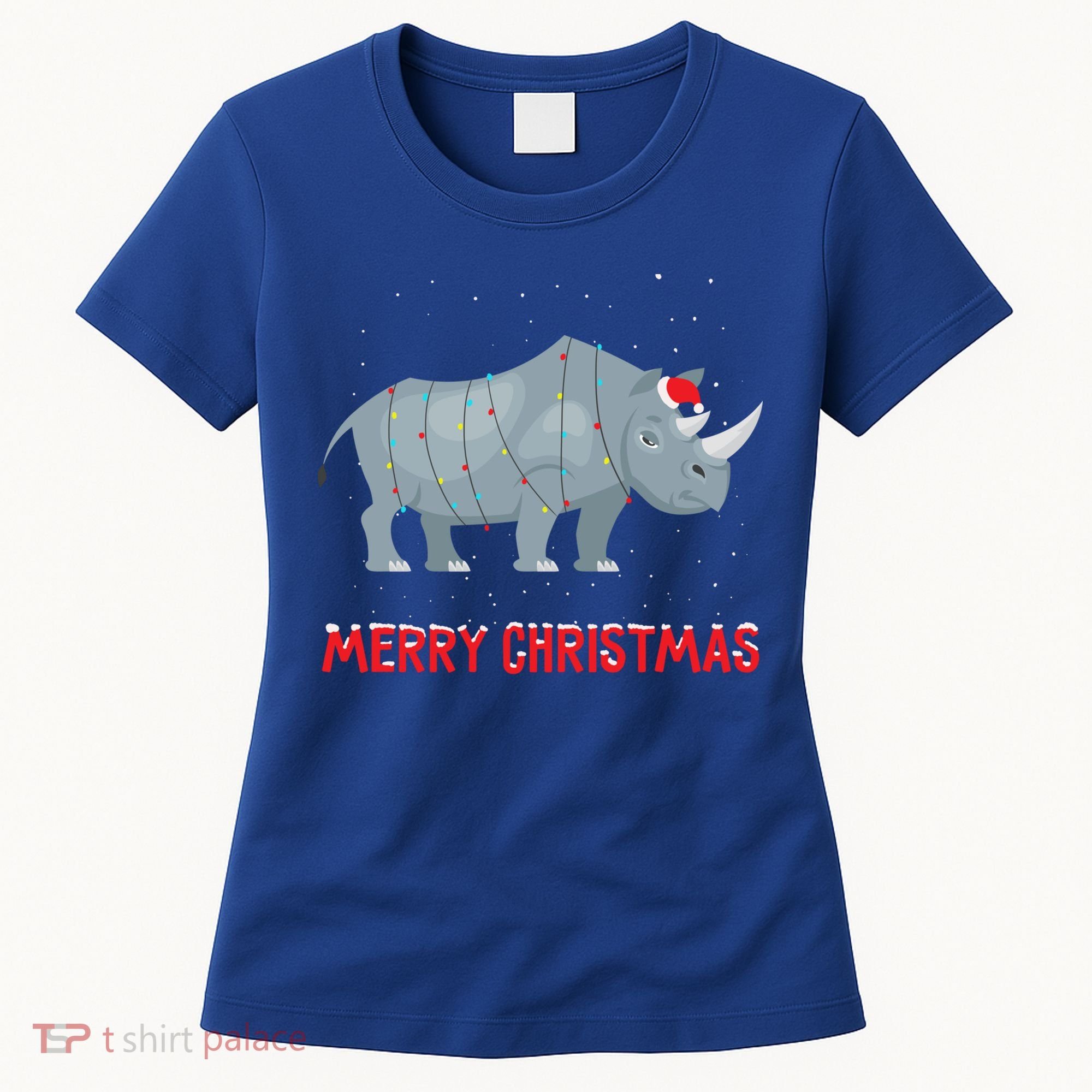 Cute Rhino Christmas Tree Lights Xmas Holidays Great Gift Women's T-Shirt