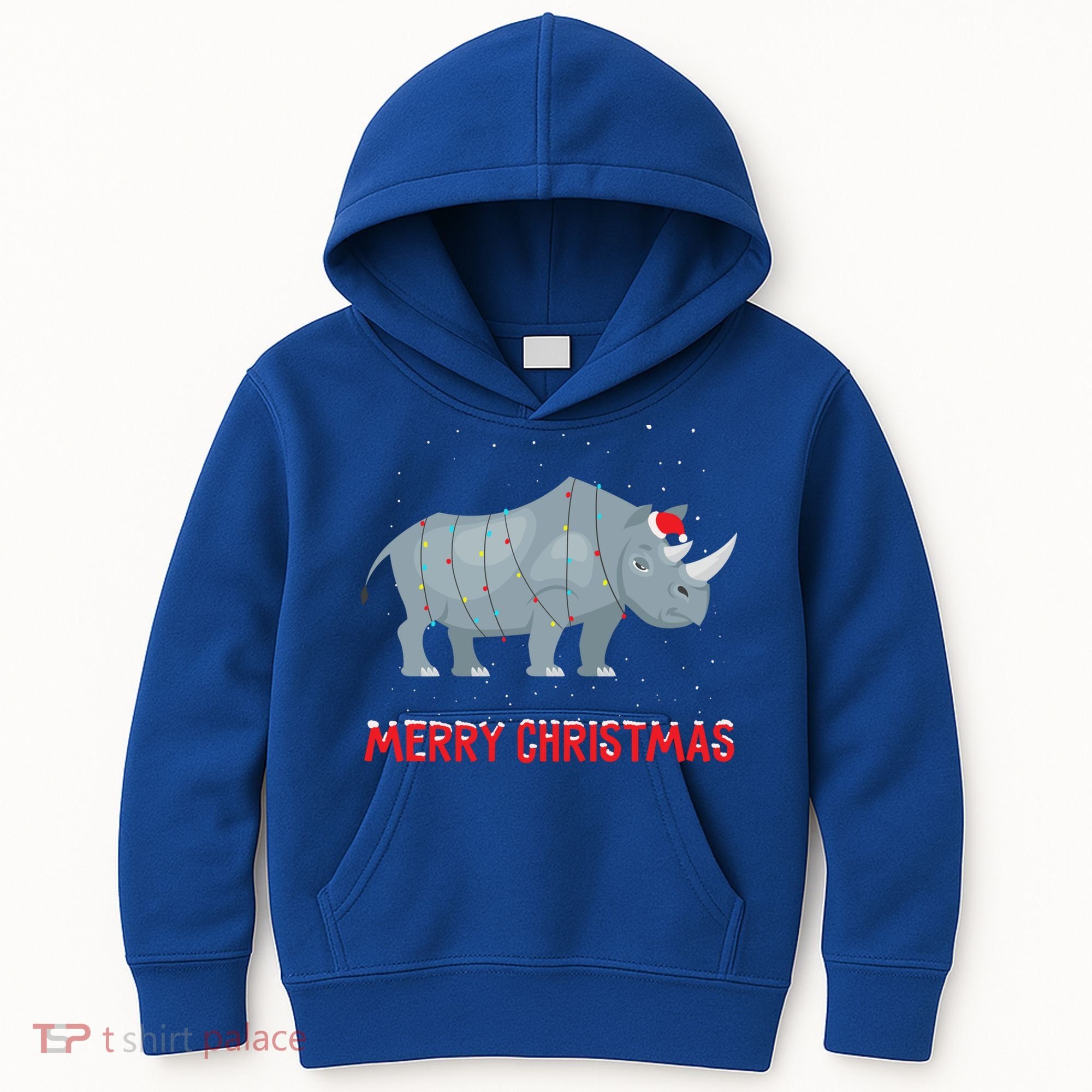 Cute Rhino Christmas Tree Lights Xmas Holidays Great Gift Kids Hoodie