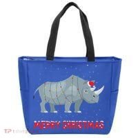 Cute Rhino Christmas Tree Lights Xmas Holidays Great Gift Tote Bag thumb 0