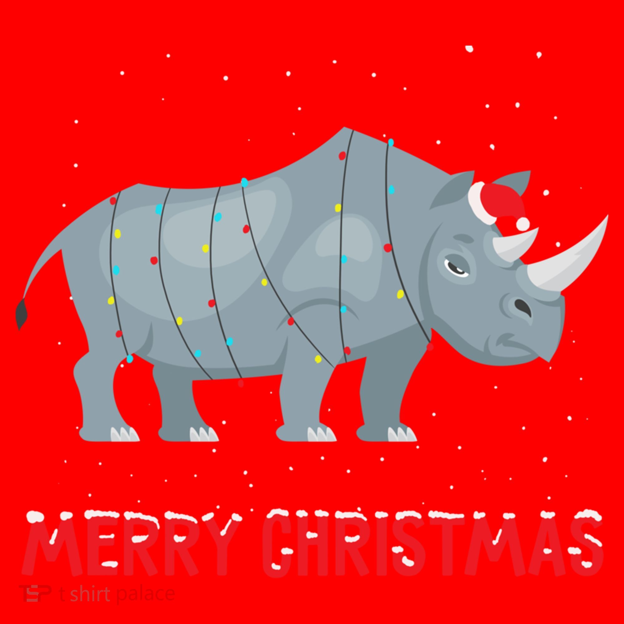 Cute Rhino Christmas Tree Lights Xmas Holidays Great Gift Santa Hat