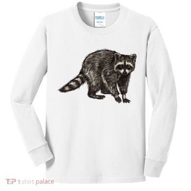 Cute Raccoon Kids Long Sleeve Shirt