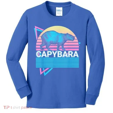 Capybara Retro Kids Long Sleeve Shirt