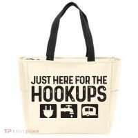 Camping Rv Caravan Motorhome Just Here For The Hookups Funny Tote Bag thumb 0