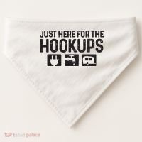 Camping Rv Caravan Motorhome Just Here For The Hookups Funny USA-Made Doggie Bandana thumb 0