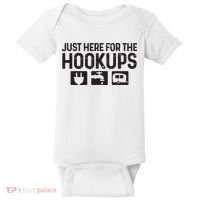 Camping Rv Caravan Motorhome Just Here For The Hookups Funny Baby Bodysuit thumb 0