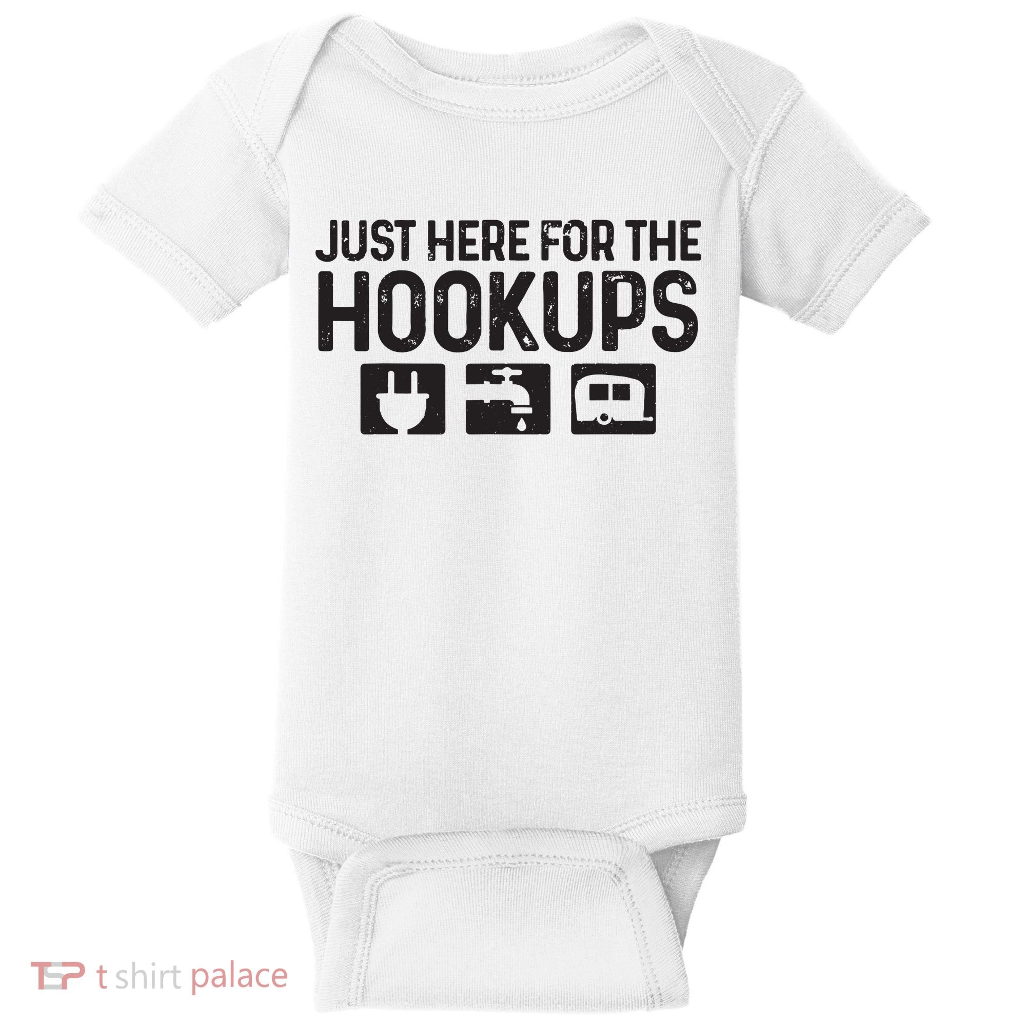 Camping Rv Caravan Motorhome Just Here For The Hookups Funny Baby Bodysuit
