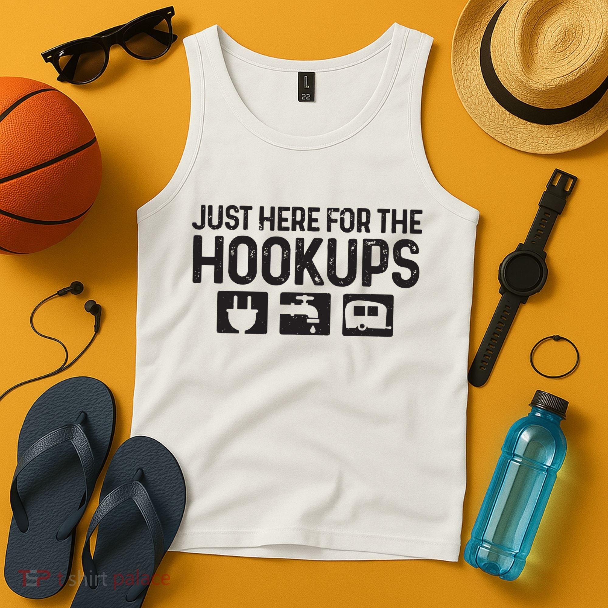 Camping Rv Caravan Motorhome Just Here For The Hookups Funny Tank Top