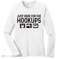 Camping Rv Caravan Motorhome Just Here For The Hookups Funny Women's Long Sleeve Shirt thumb 0