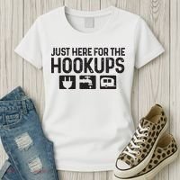 Camping Rv Caravan Motorhome Just Here For The Hookups Funny Women's T-Shirt thumb 3