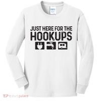 Camping Rv Caravan Motorhome Just Here For The Hookups Funny Kids Long Sleeve Shirt thumb 0