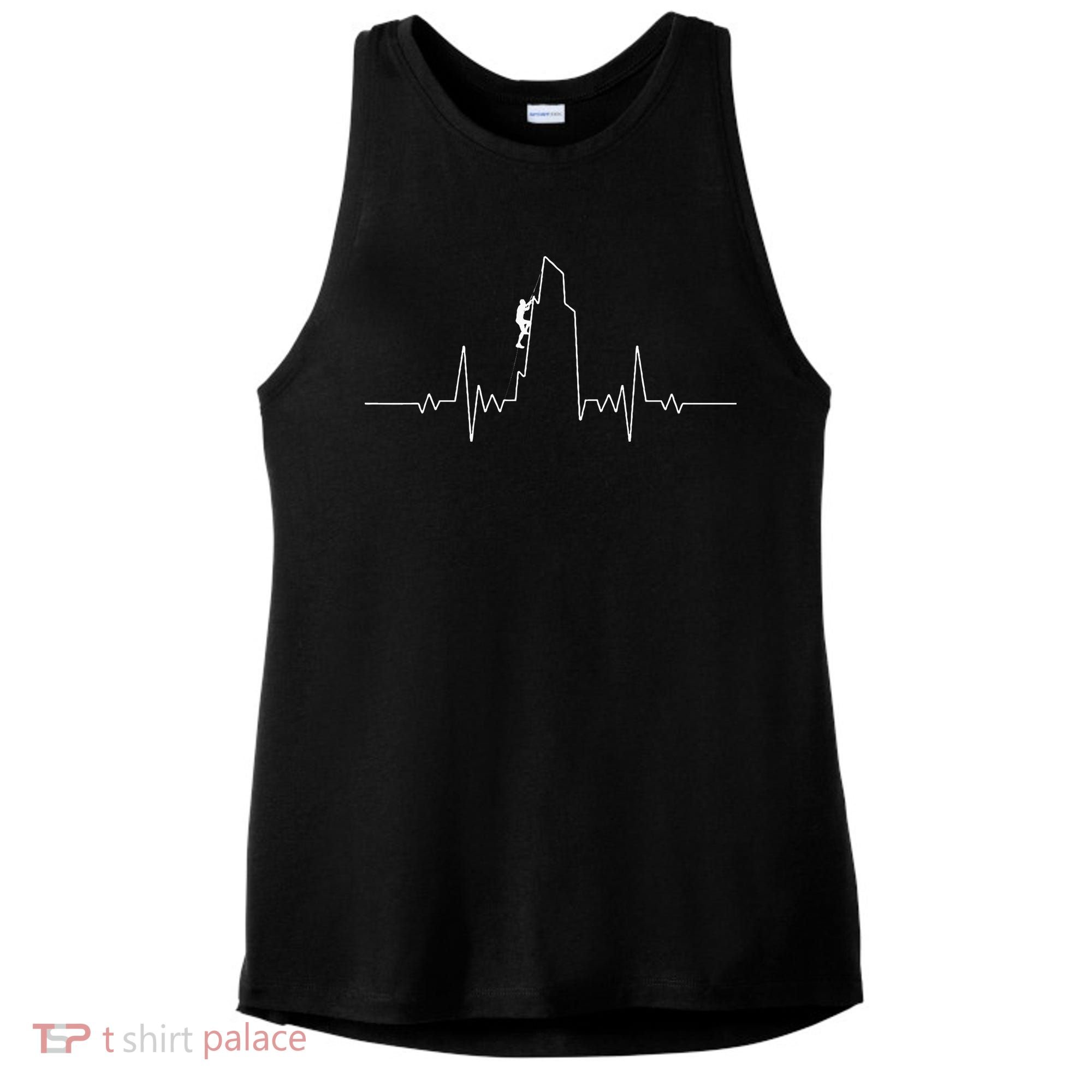 Cool Rock Climbing Mountain Rock Climbers Ekg Ladies PosiCharge Tri-Blend Wicking Tank