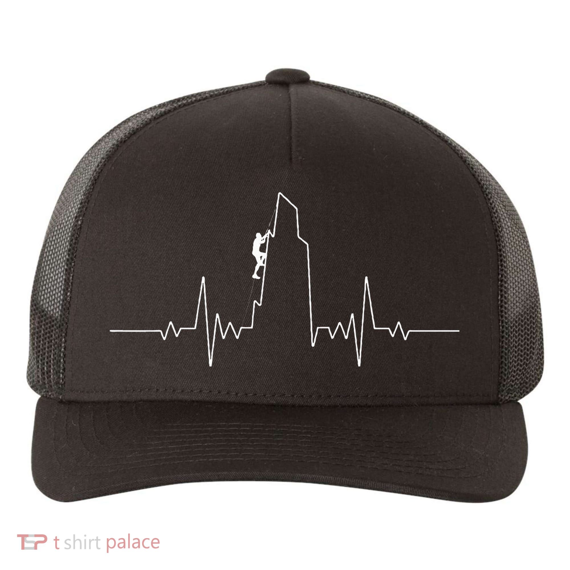 Cool Rock Climbing Mountain Rock Climbers Ekg Yupoong Adult 5-Panel Trucker Hat