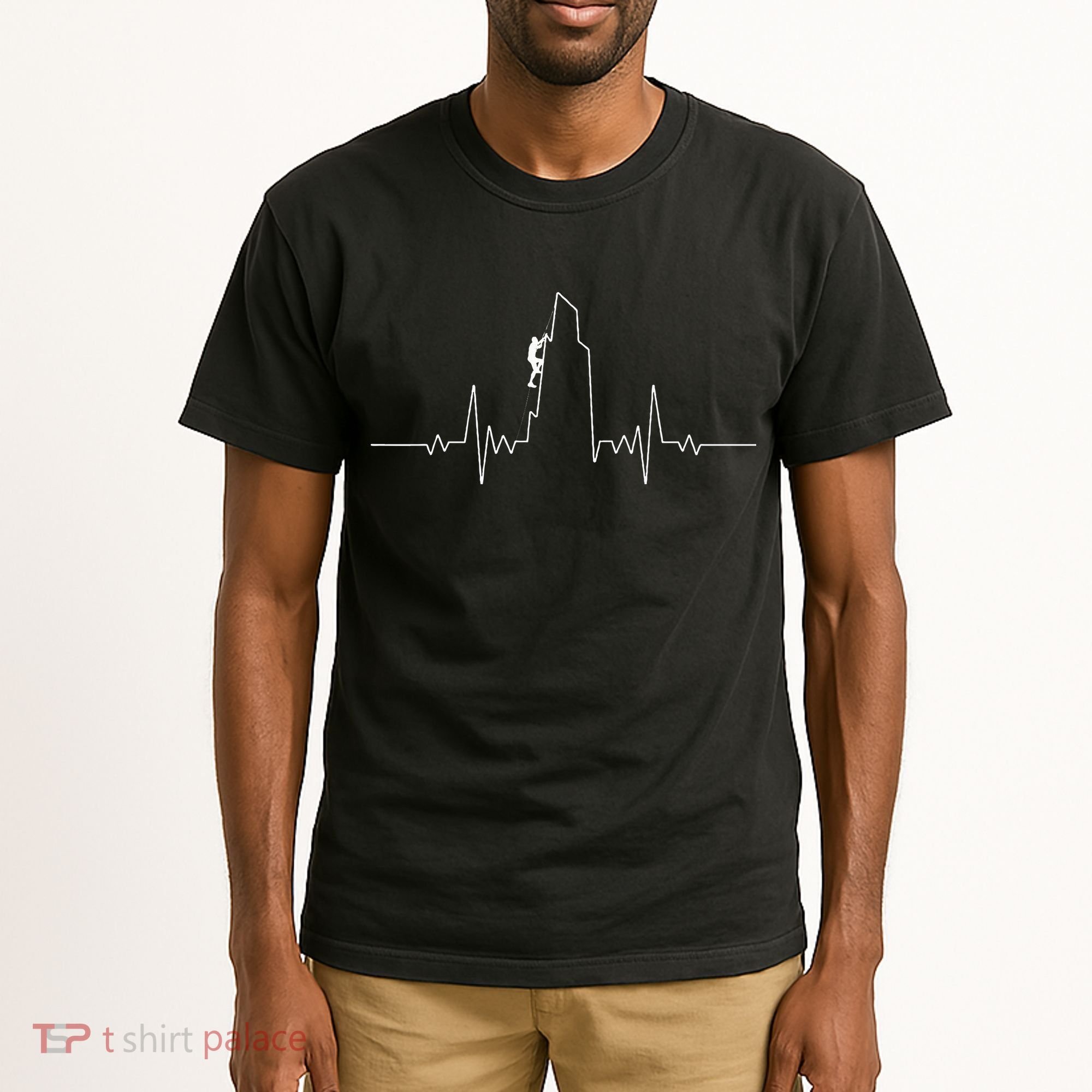 Cool Rock Climbing Mountain Rock Climbers Ekg Tall T-Shirt