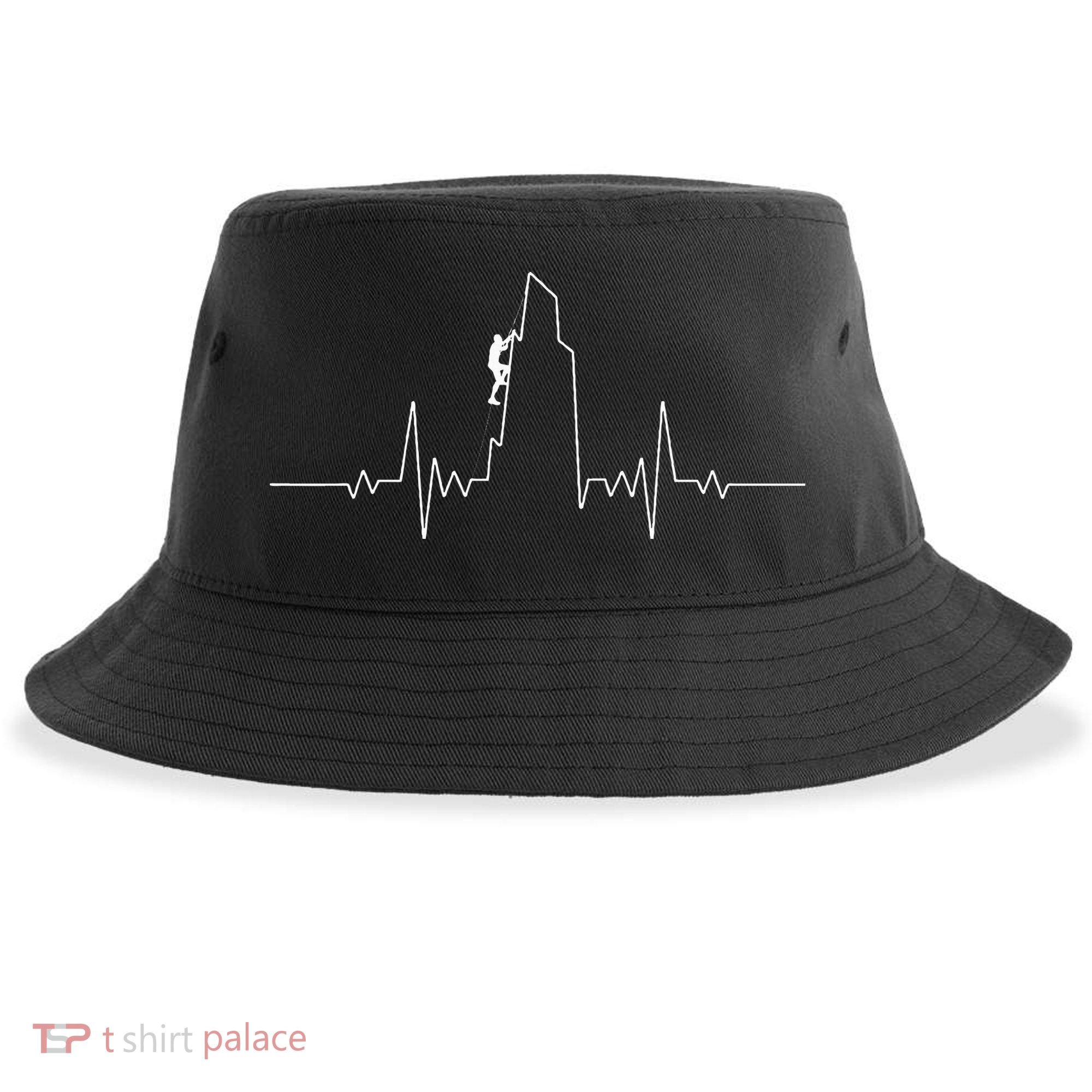 Cool Rock Climbing Mountain Rock Climbers Ekg Sustainable Bucket Hat