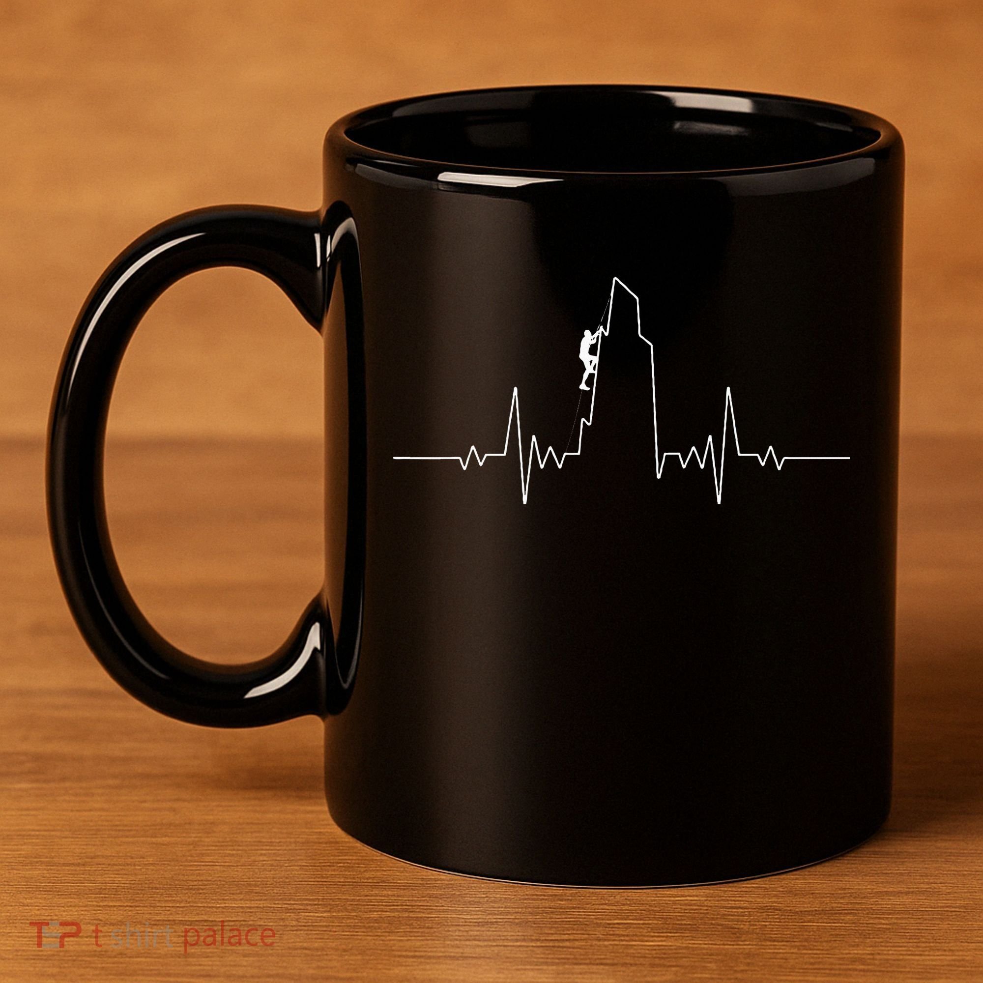 Cool Rock Climbing Mountain Rock Climbers Ekg 11oz C Handle Ceramic Mug