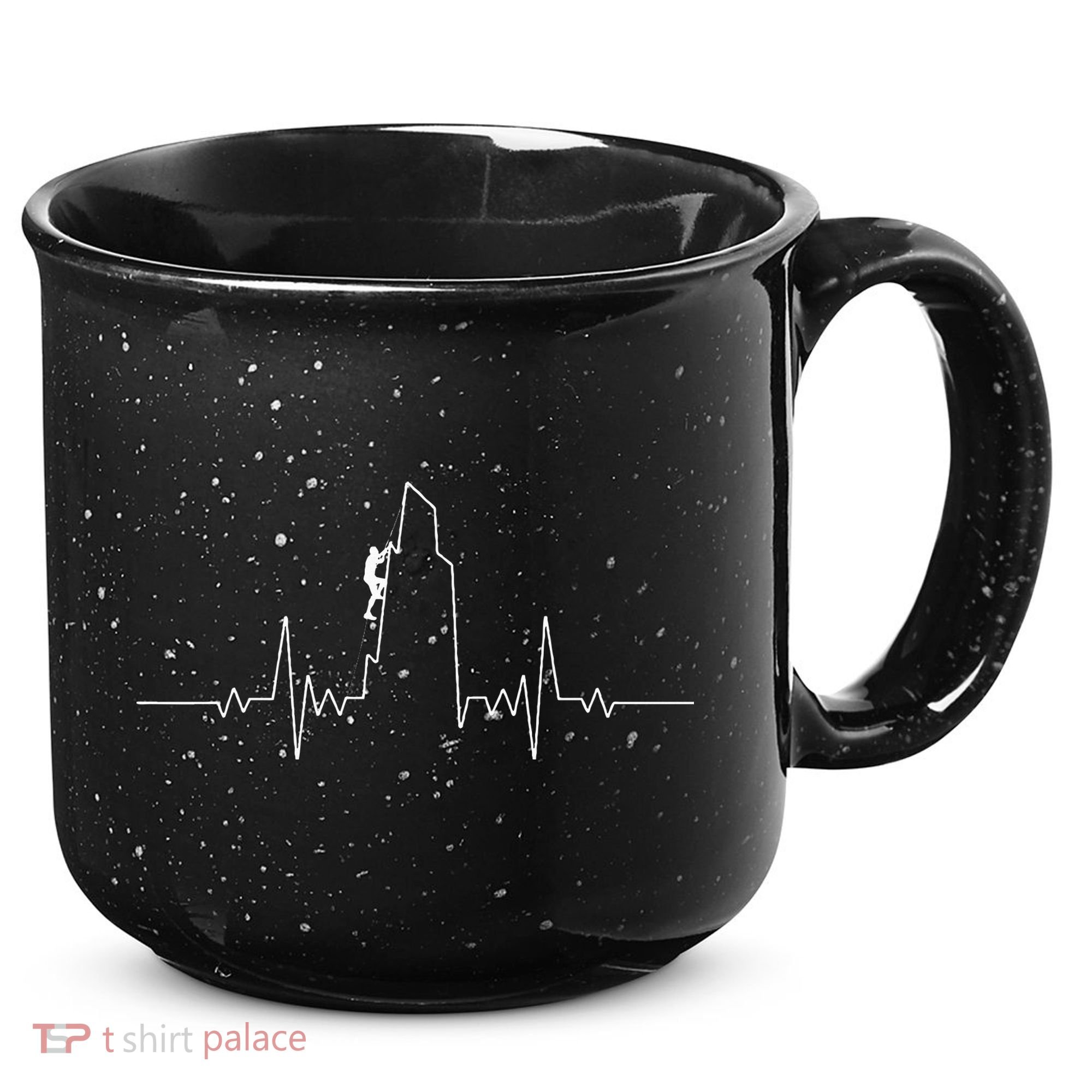 Cool Rock Climbing Mountain Rock Climbers Ekg 15oz Campfire Ceramic Mug