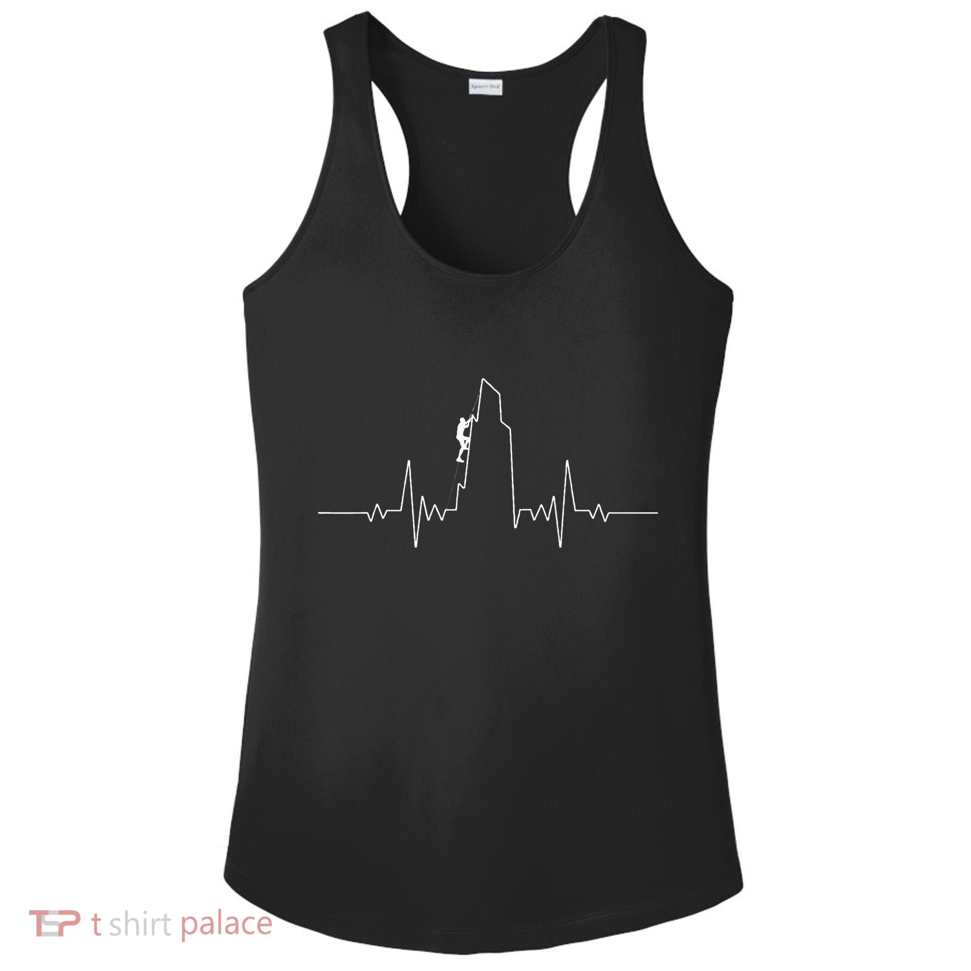 Cool Rock Climbing Mountain Rock Climbers Ekg Ladies PosiCharge Competitor Racerback Tank