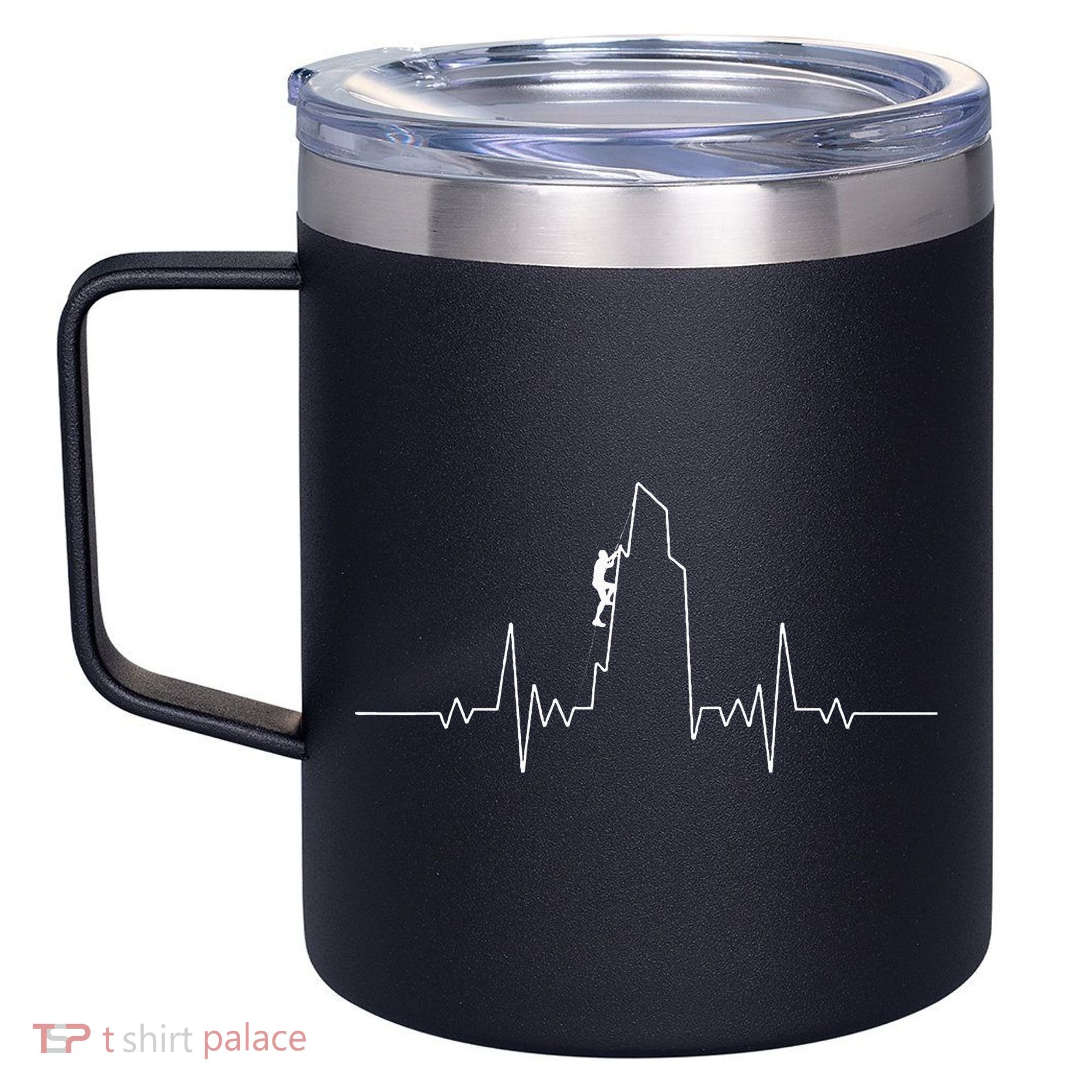 Cool Rock Climbing Mountain Rock Climbers Ekg 12oz Stainless Steel Coffee Mug
