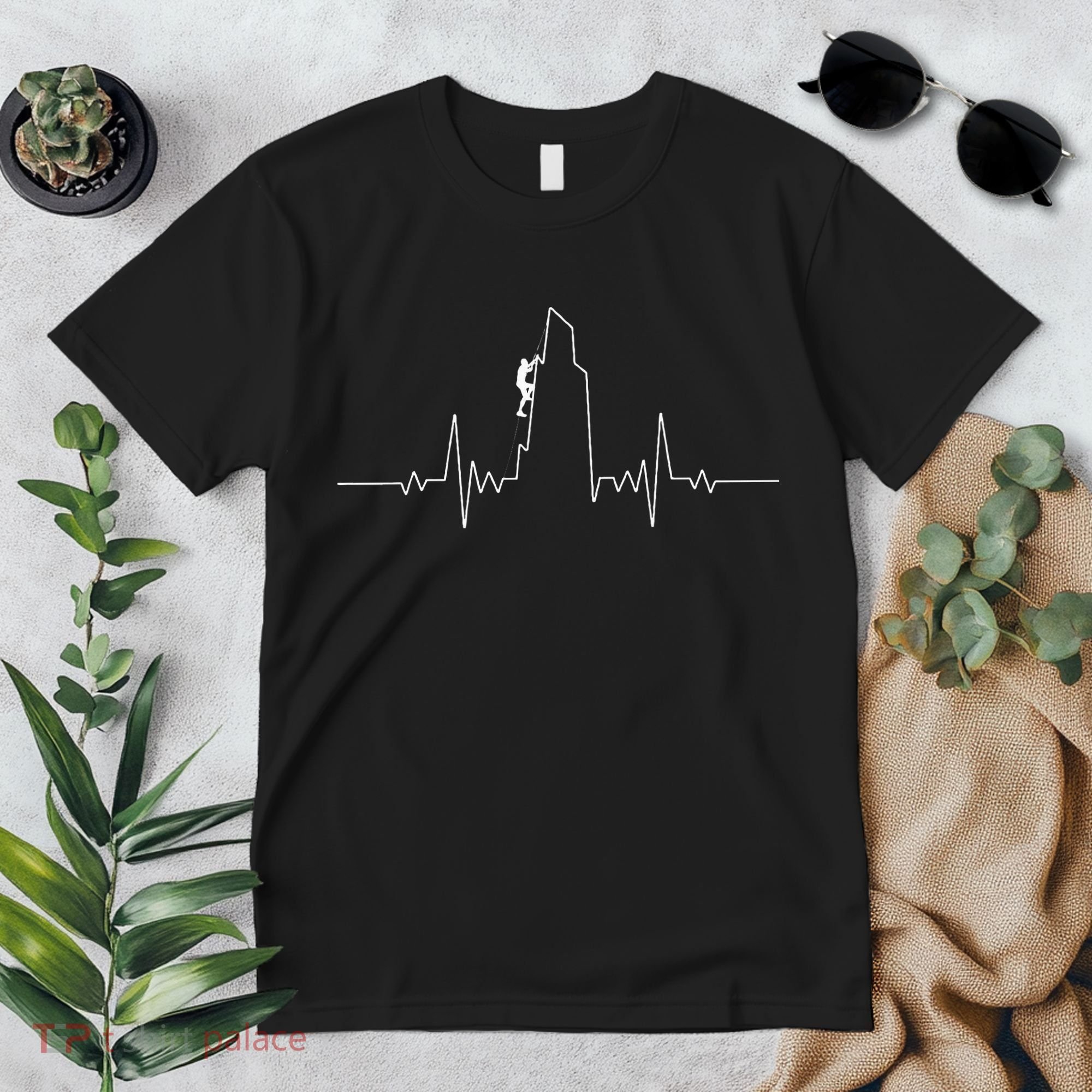 Cool Rock Climbing Mountain Rock Climbers Ekg Premium T-Shirt
