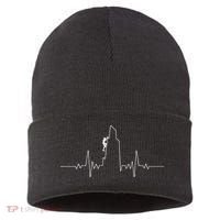 Cool Rock Climbing Mountain Rock Climbers Ekg Sustainable Knit Beanie thumb 0