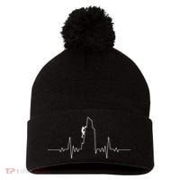 Cool Rock Climbing Mountain Rock Climbers Ekg Pom Pom 12in Knit Beanie thumb 0