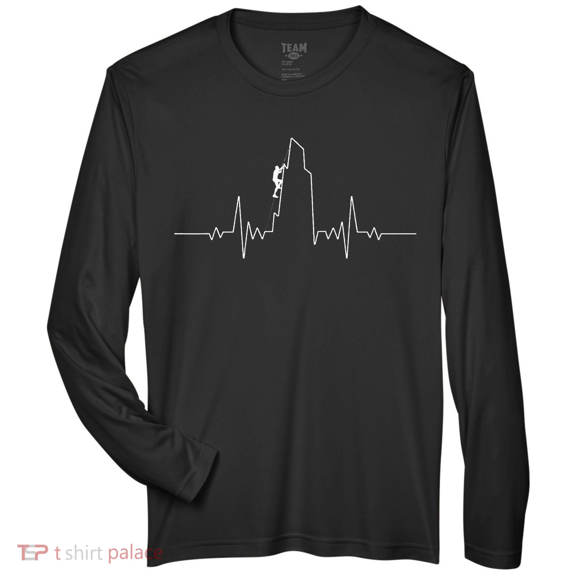 Cool Rock Climbing Mountain Rock Climbers Ekg Zone Performance Long-Sleeve T-Shirt