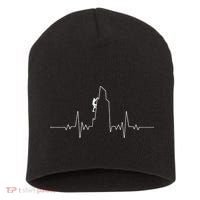 Cool Rock Climbing Mountain Rock Climbers Ekg Short Acrylic Beanie thumb 0