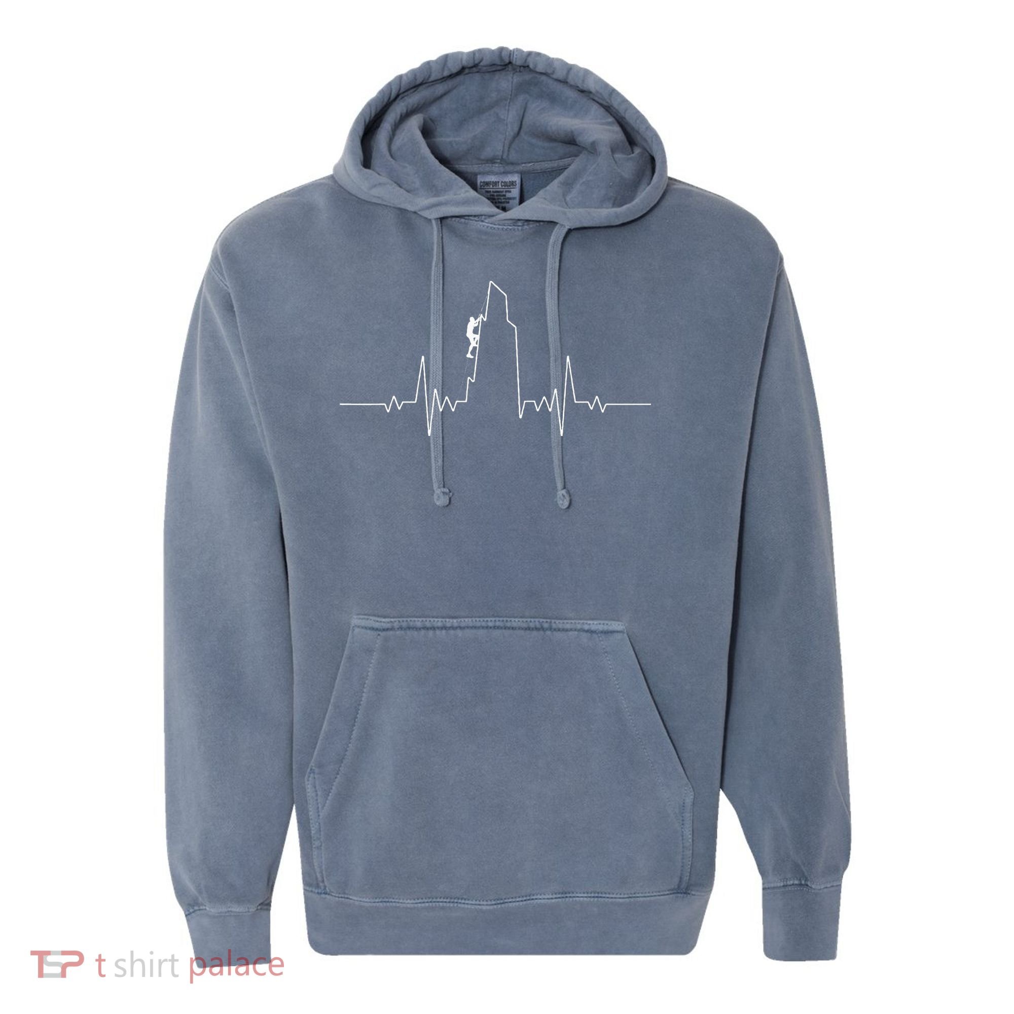 Cool Rock Climbing Mountain Rock Climbers Ekg Comfort Colors Garment-Dyed Hooded Sweatshirt