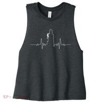 Cool Rock Climbing Mountain Rock Climbers Ekg Women's Racerback Cropped Tank thumb 0