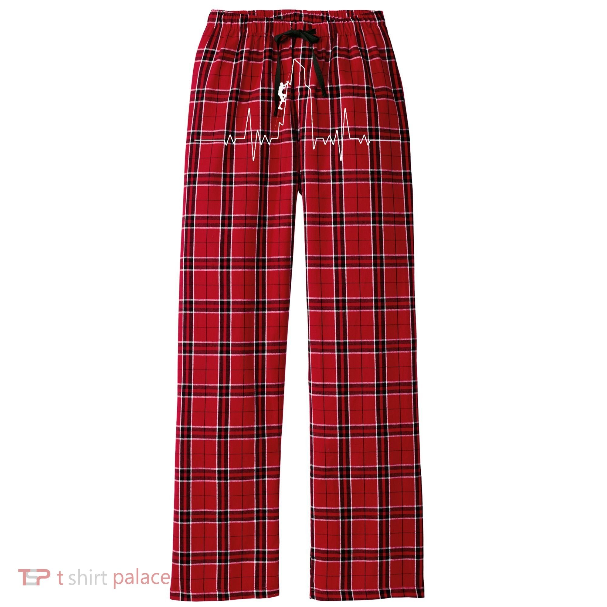 Cool Rock Climbing Mountain Rock Climbers Ekg Women's Flannel Plaid Pajama Pants