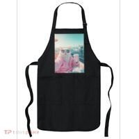Cool Relaxed Cat on a Yacht Boat with Shark Funny Cat Meme Apron thumb 0