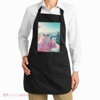 Cool Relaxed Cat on a Yacht Boat with Shark Funny Cat Meme Apron thumb 2