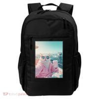 Cool Relaxed Cat on a Yacht Boat with Shark Funny Cat Meme Backpack thumb 0