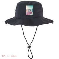 Cool Relaxed Cat on a Yacht Boat with Shark Funny Cat Meme Bucket Hat thumb 0