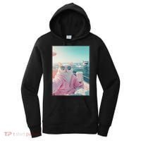 Cool Relaxed Cat on a Yacht Boat with Shark Funny Cat Meme Women's Hoodie thumb 0