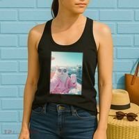 Cool Relaxed Cat on a Yacht Boat with Shark Funny Cat Meme Women's Tank Top thumb 2