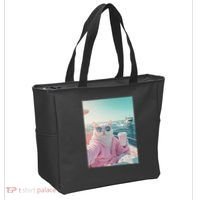 Cool Relaxed Cat on a Yacht Boat with Shark Funny Cat Meme Tote Bag thumb 2