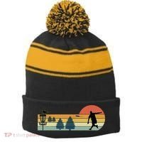 Cool Retro Disc Golf Sport TShirt Stripe Pom Pom Beanie thumb 0