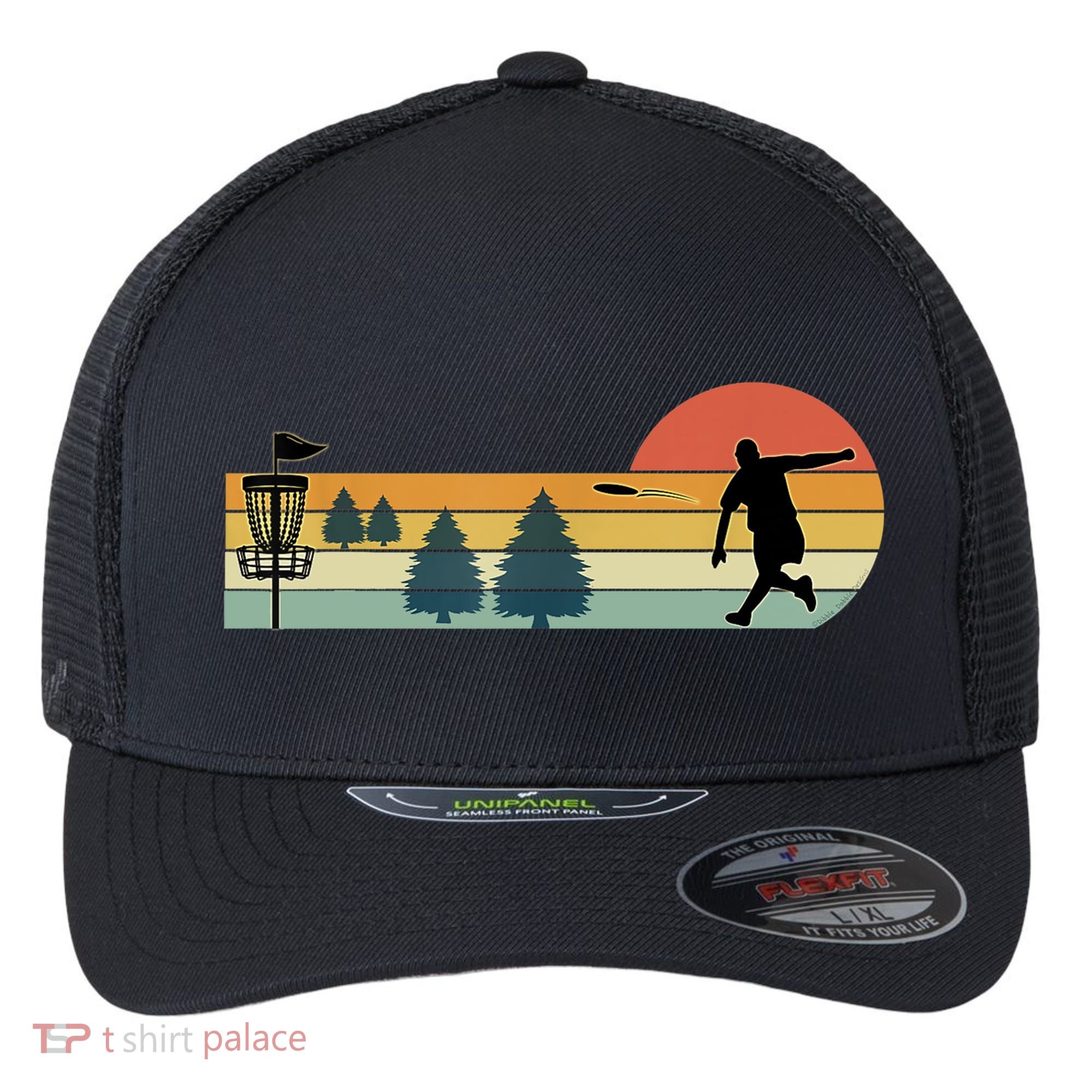 Cool Retro Disc Golf Sport TShirt Flexfit Unipanel Trucker Cap