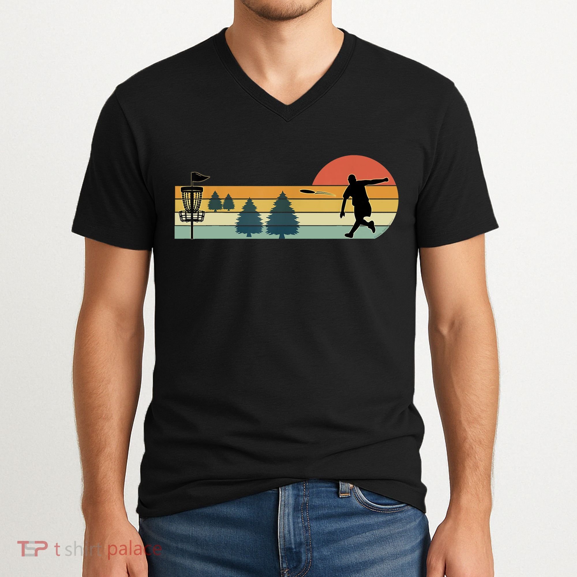 Cool Retro Disc Golf Sport TShirt V-Neck T-Shirt