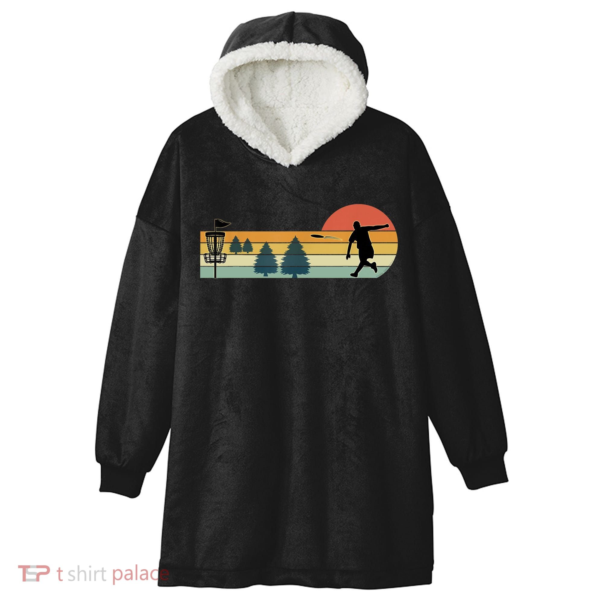 Cool Retro Disc Golf Sport TShirt Hooded Wearable Blanket
