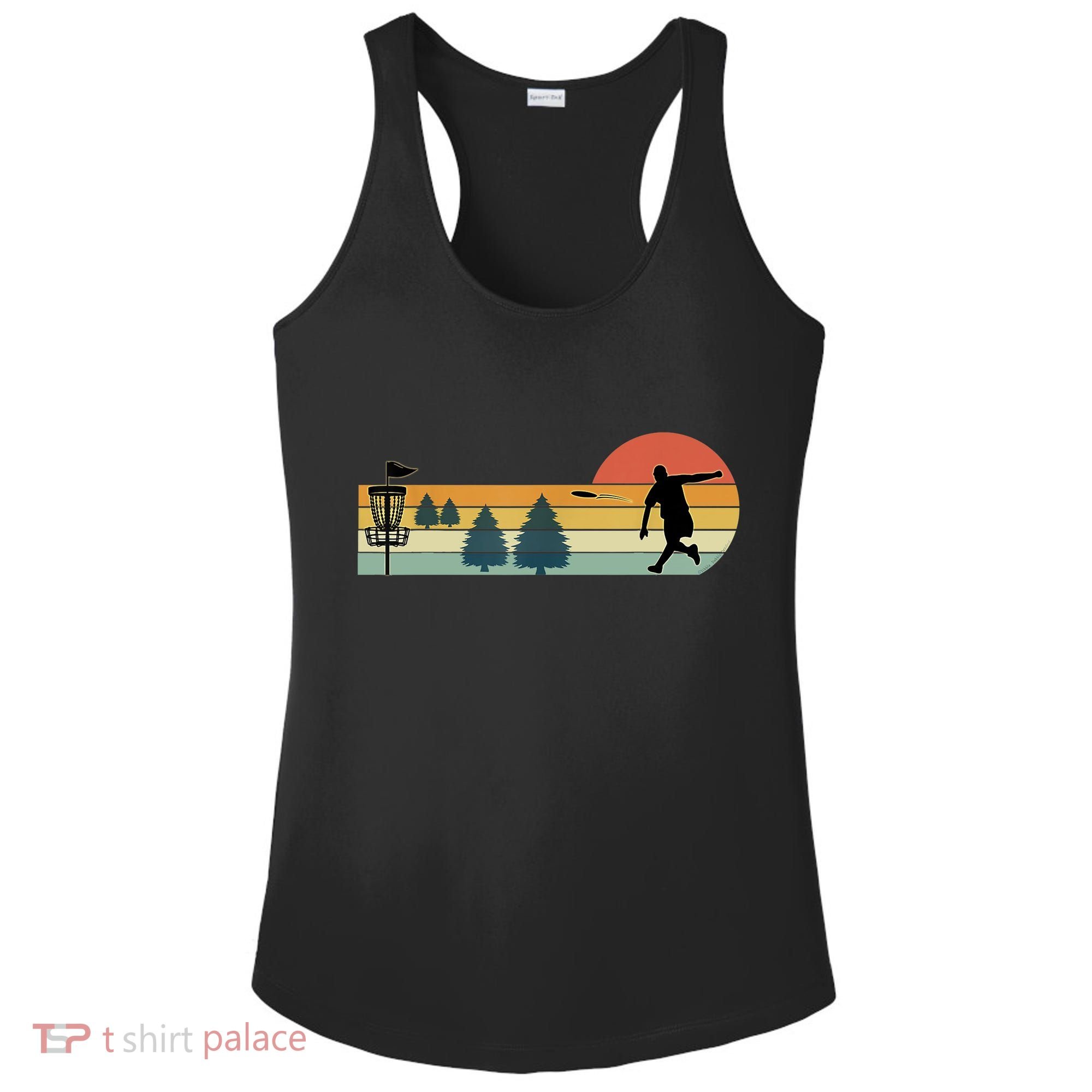 Cool Retro Disc Golf Sport TShirt Ladies PosiCharge Competitor Racerback Tank