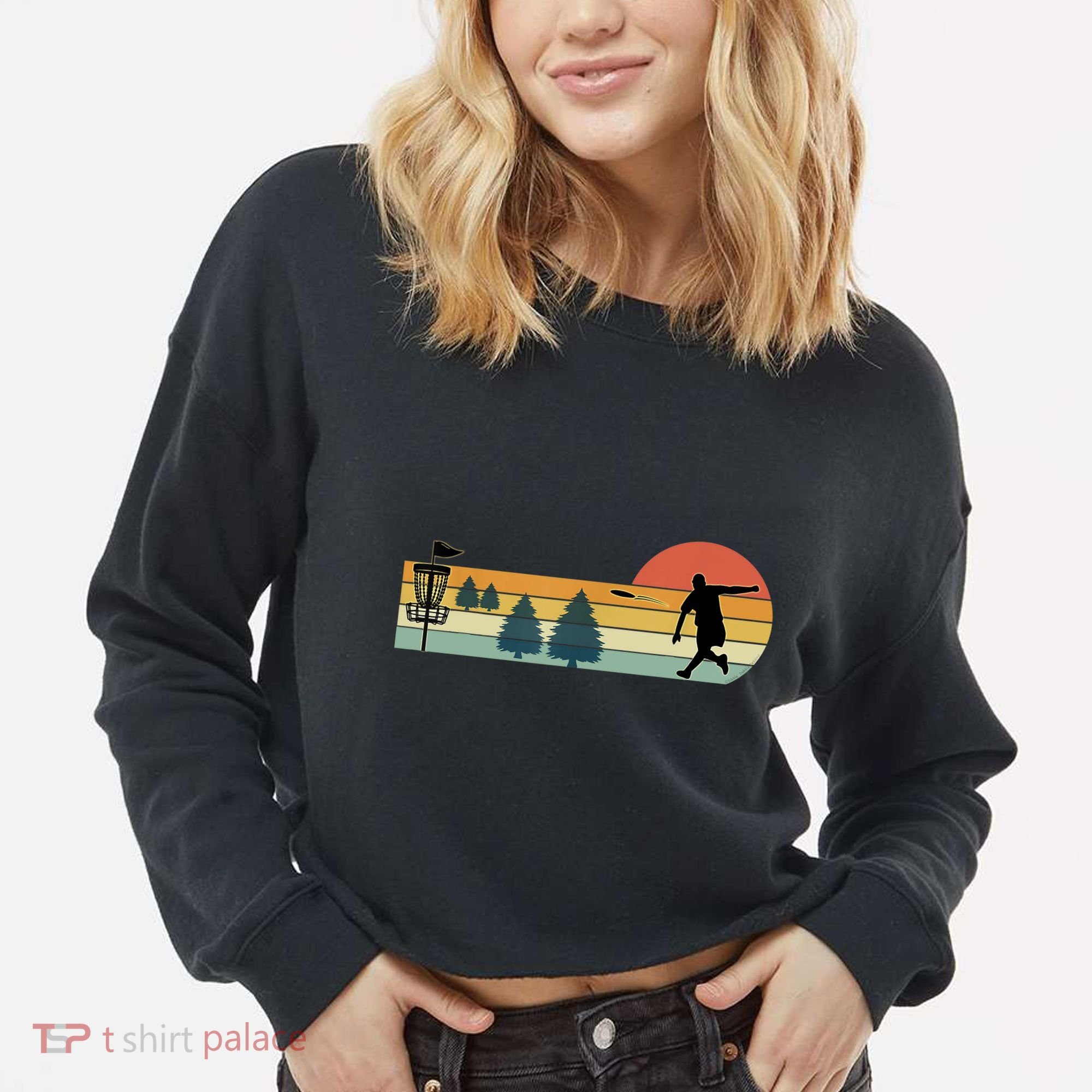 Cool Retro Disc Golf Sport TShirt Cropped Pullover Crew