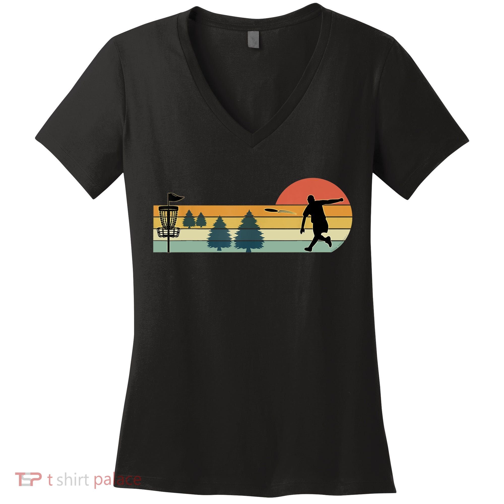 Cool Retro Disc Golf Sport TShirt Women's V-Neck T-Shirt