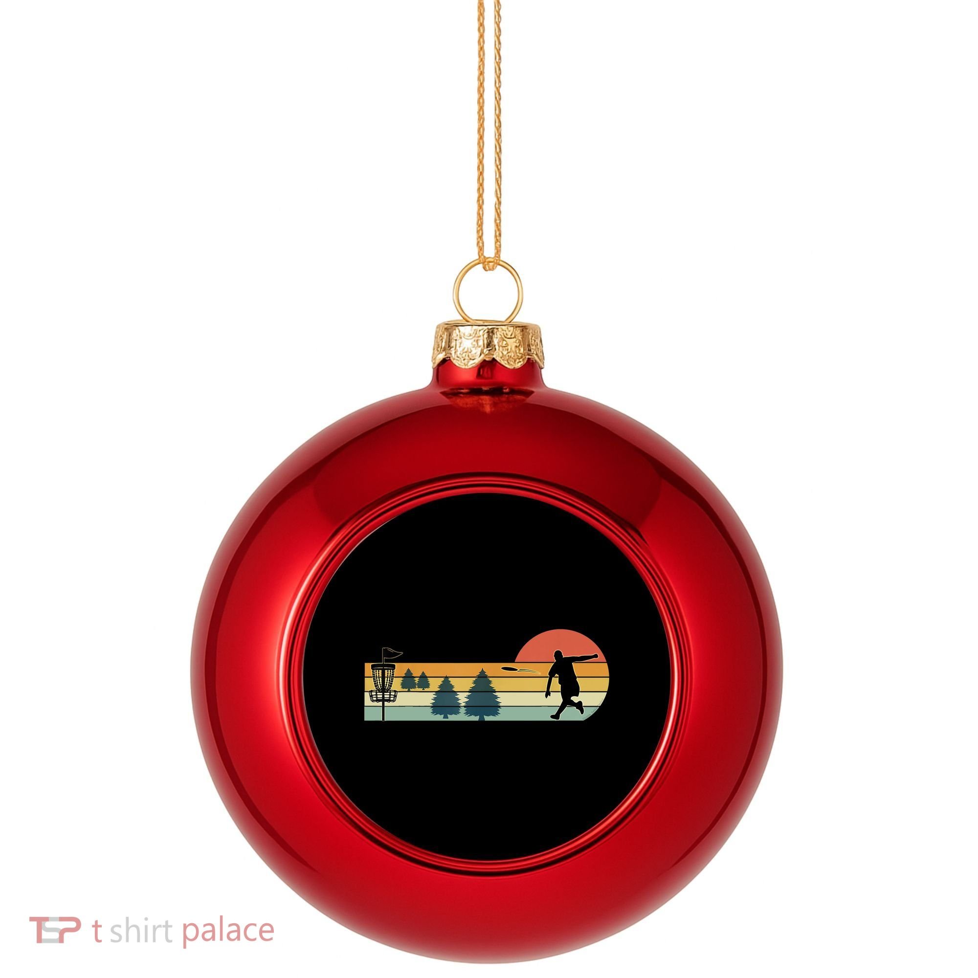 Cool Retro Disc Golf Sport TShirt Plastic Christmas Ball Ornament